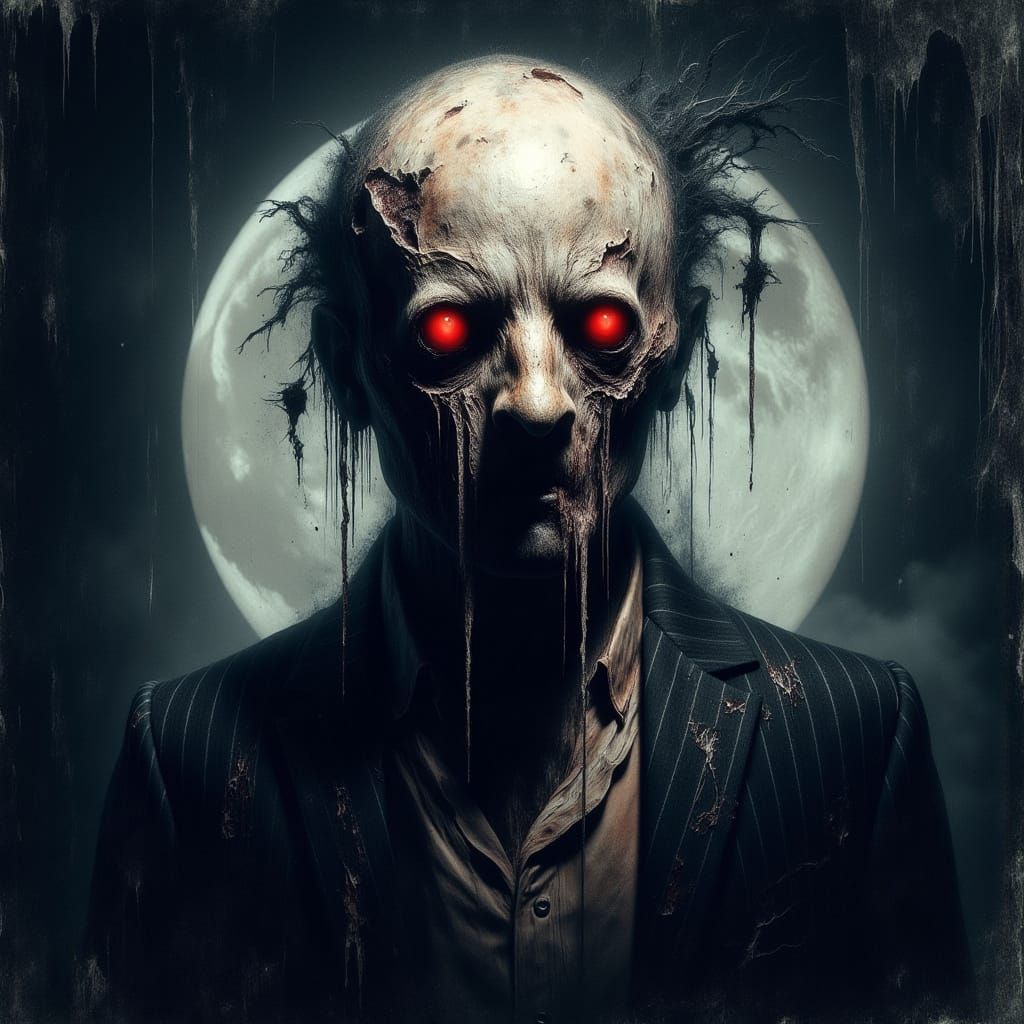 Eerie Moon Stares Back in Gothic Realism Style