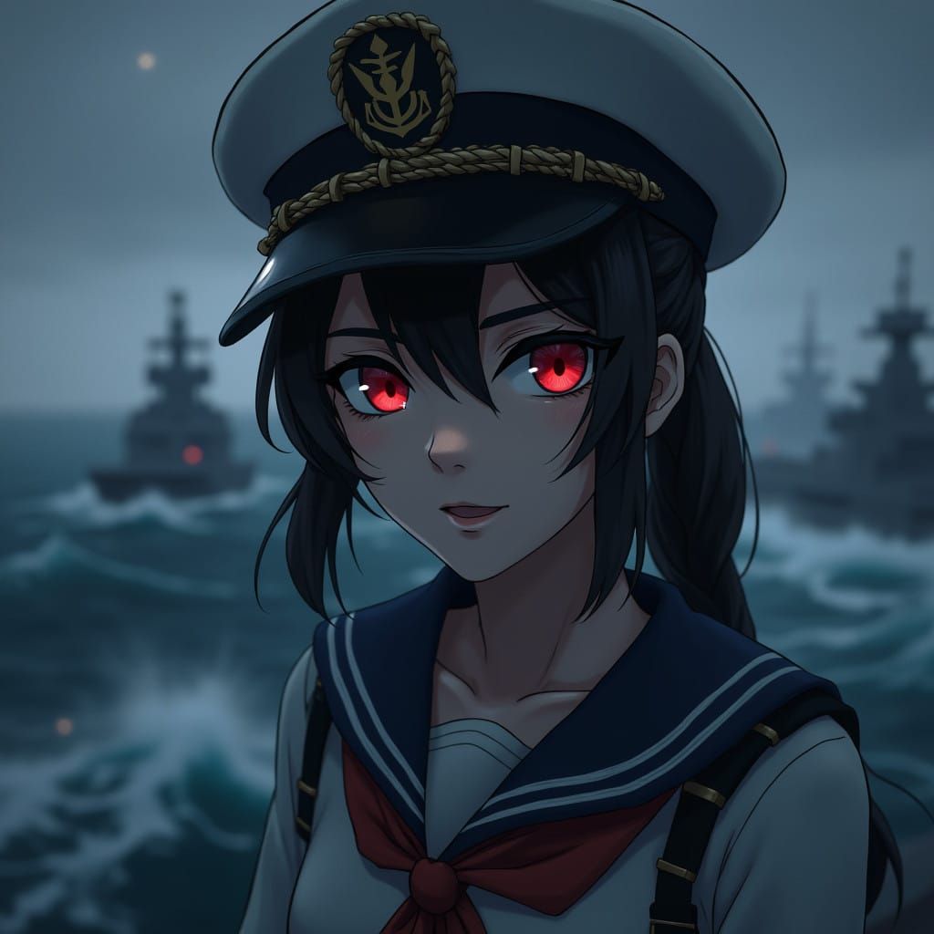 Anime-Style Navy Captain Embodies Determination and Cuteness