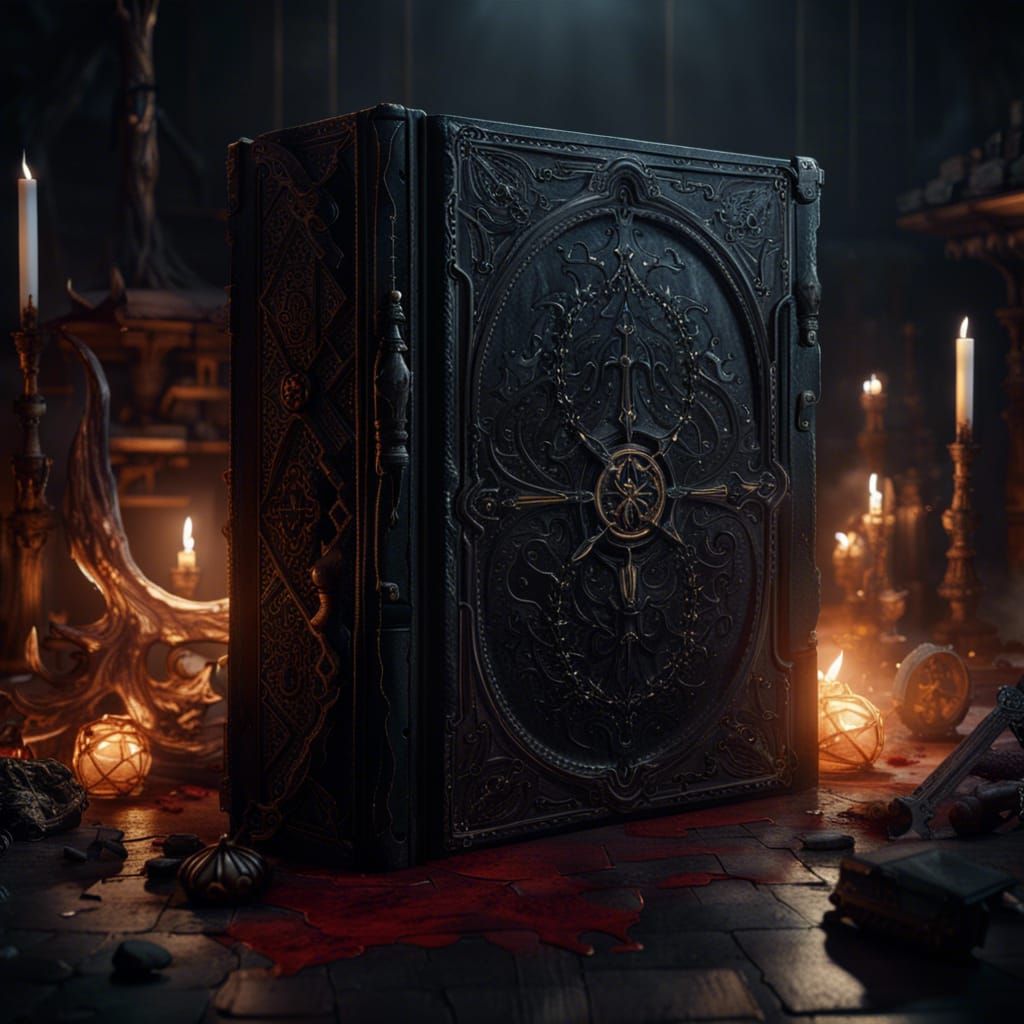 Detailed Black Grimoire Fantasy Concept Art