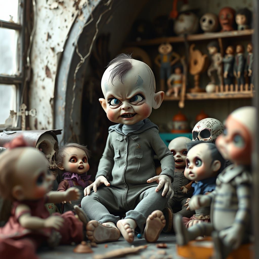 Creepy Stop Motion Baby in Abandoned Toy Shop