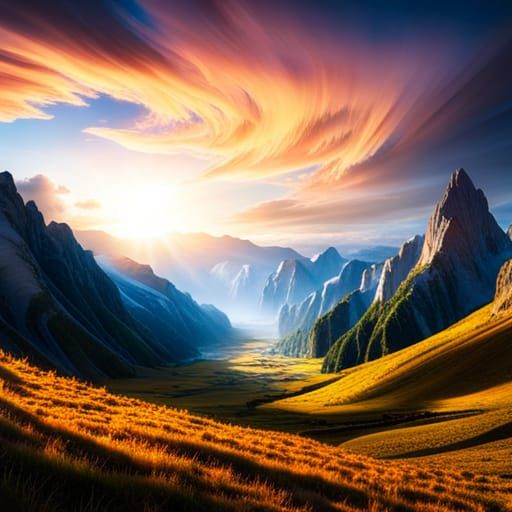 Highland Mountains with Red-Haired Herdsman and Dog