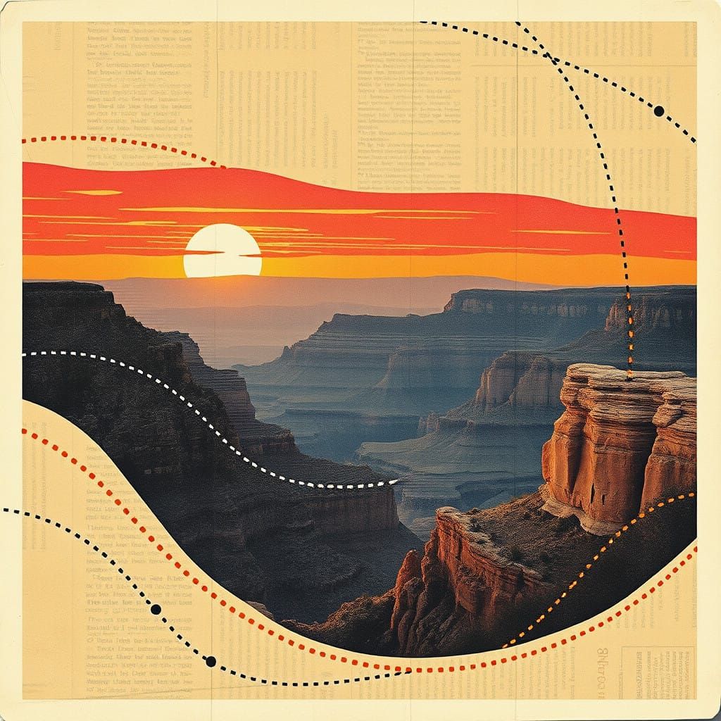Vibrant Constructivist Artwork Celebrating Grand Canyon Suns...