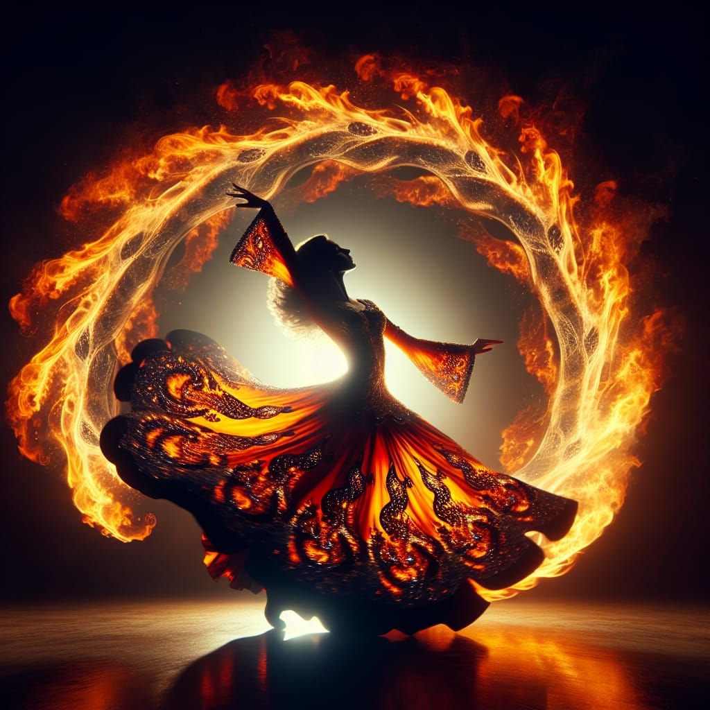 Middle-Eastern Fire Dancer in Digital Matte Painting