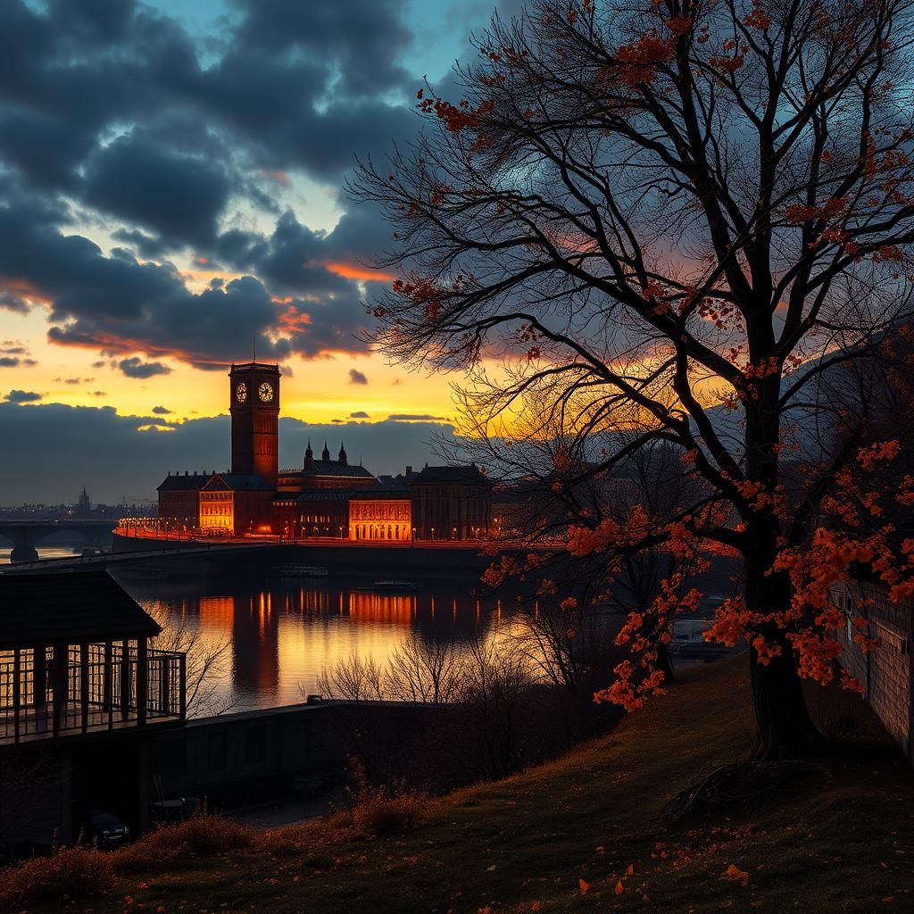 Golden Hour: Klimt and Monet Inspired Masterpiece