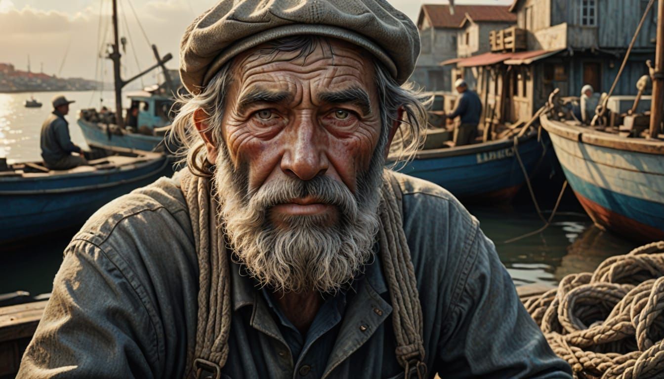 Old New England fisherman
