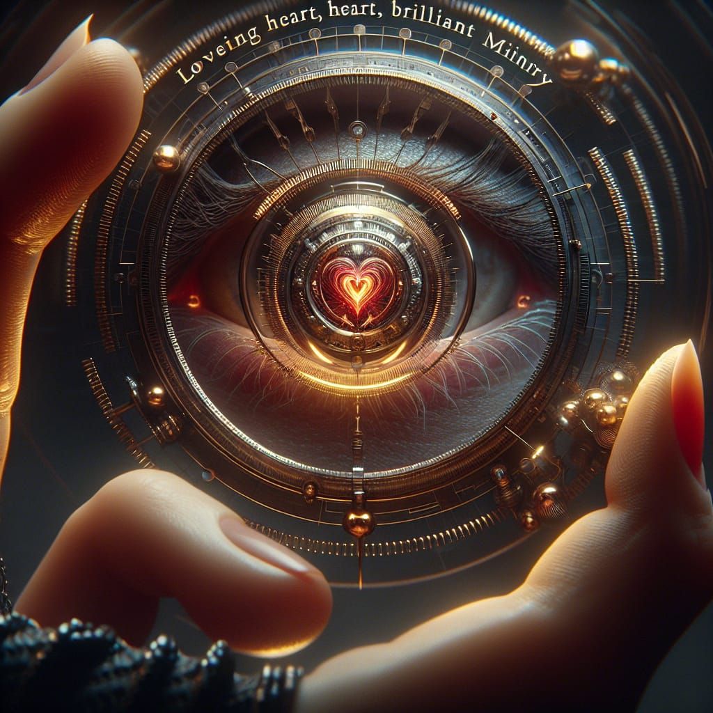 Hyperrealistic Portrait of Loving Heart, Brilliant Mind