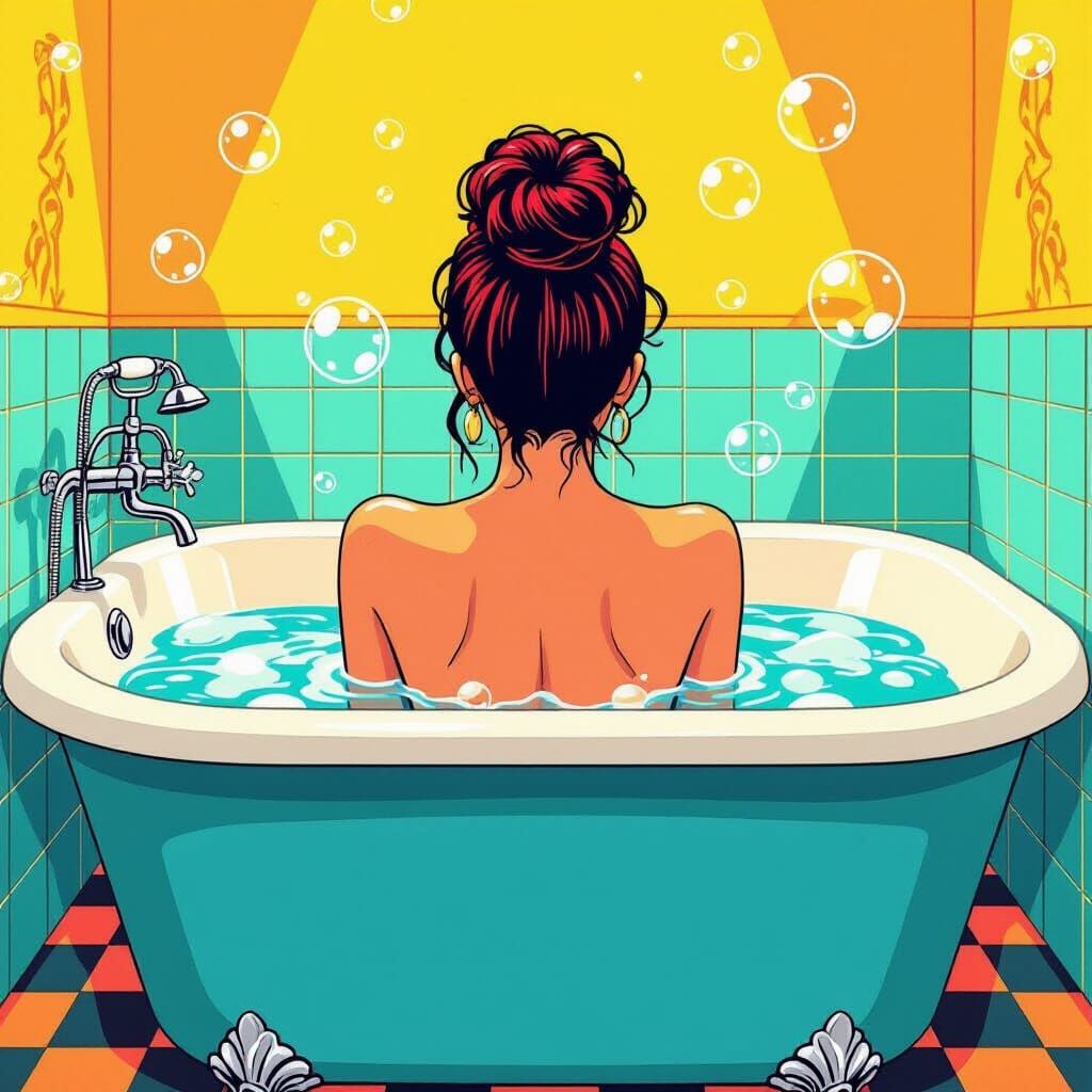 Woman in Bubble Bath, Pop Art Style