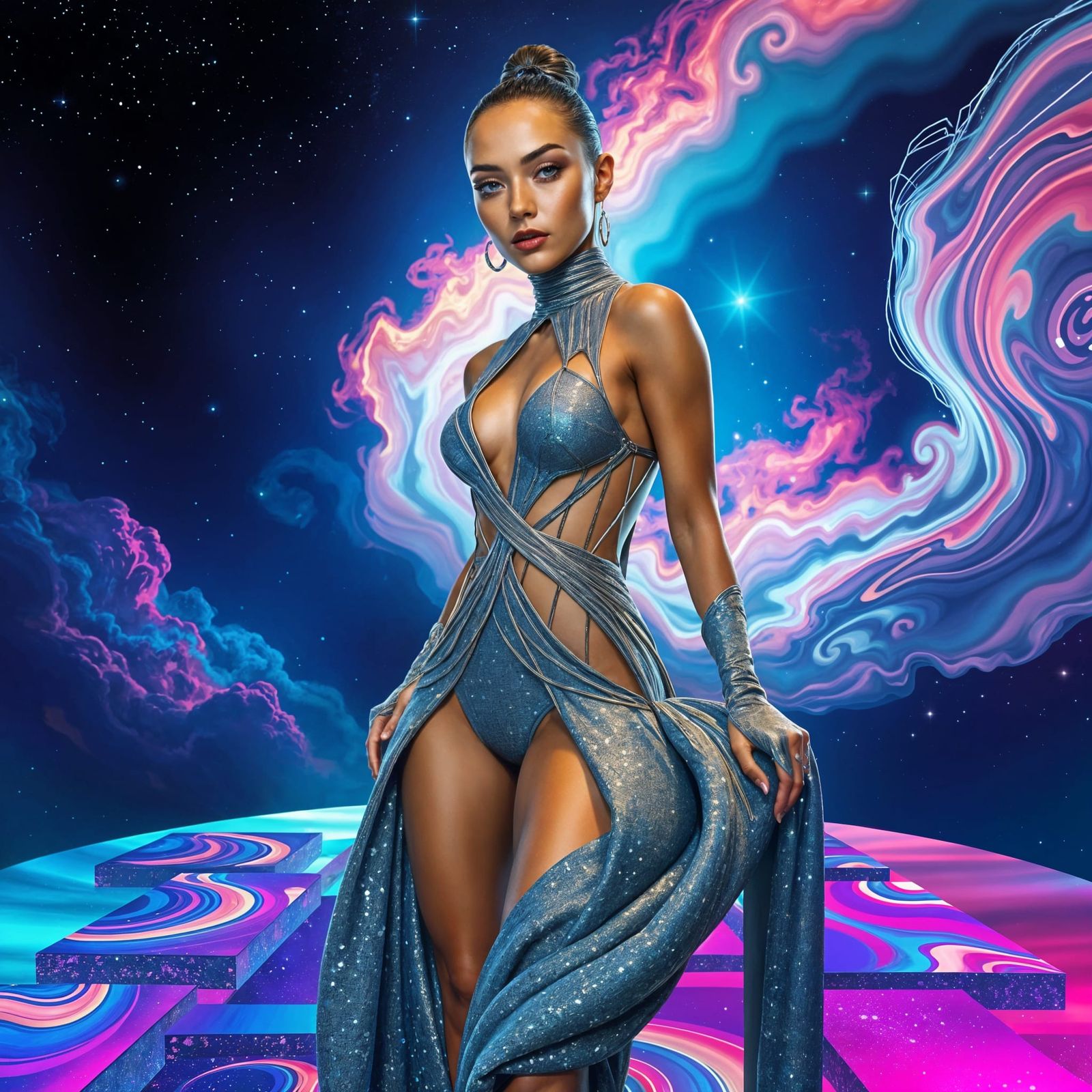 Galactic Supermodel in Cosmic Attire