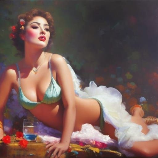 Girl at Burning Man, in Daeni Style