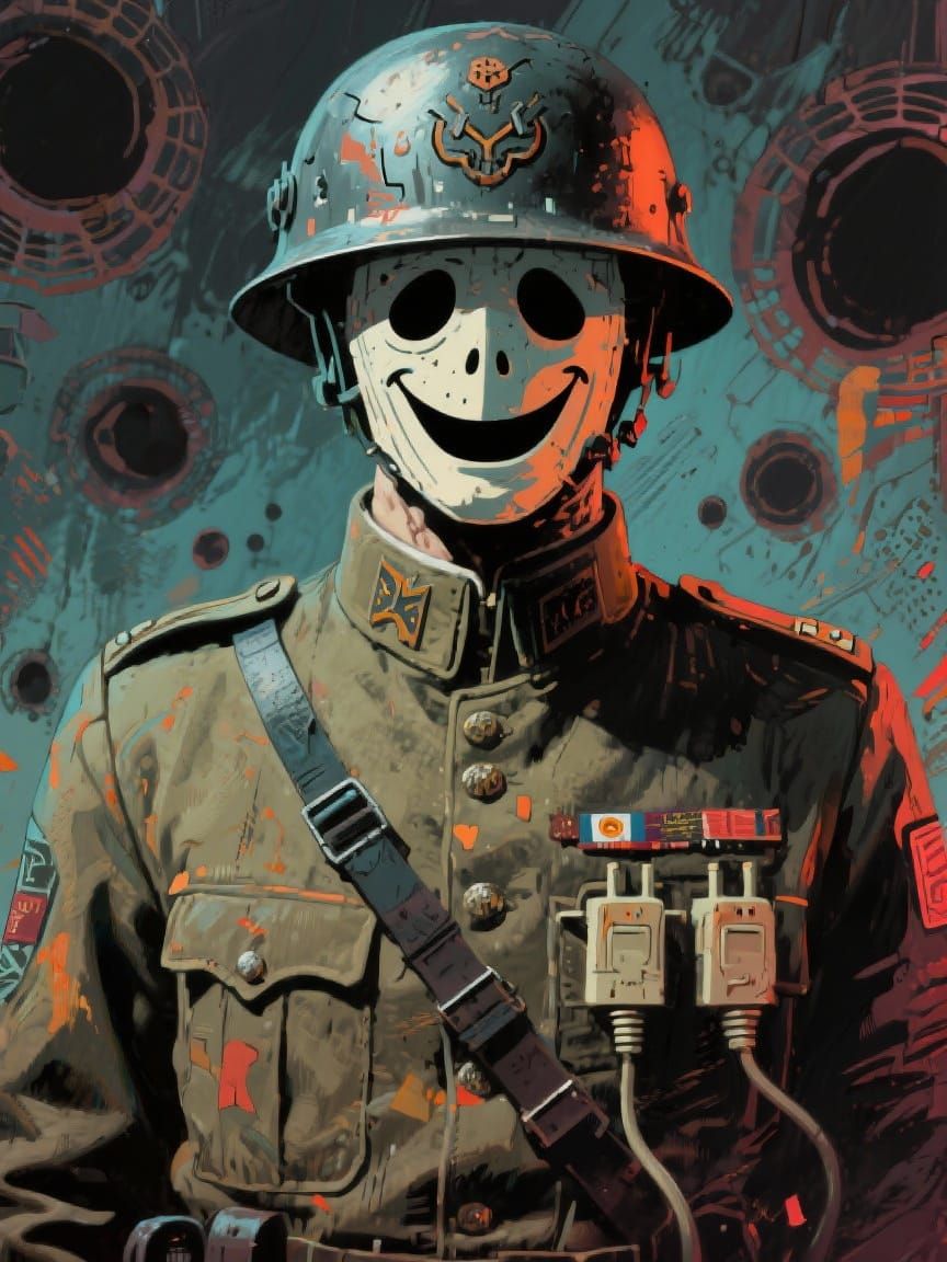 Eerie Character Portrait in Primitivist Style