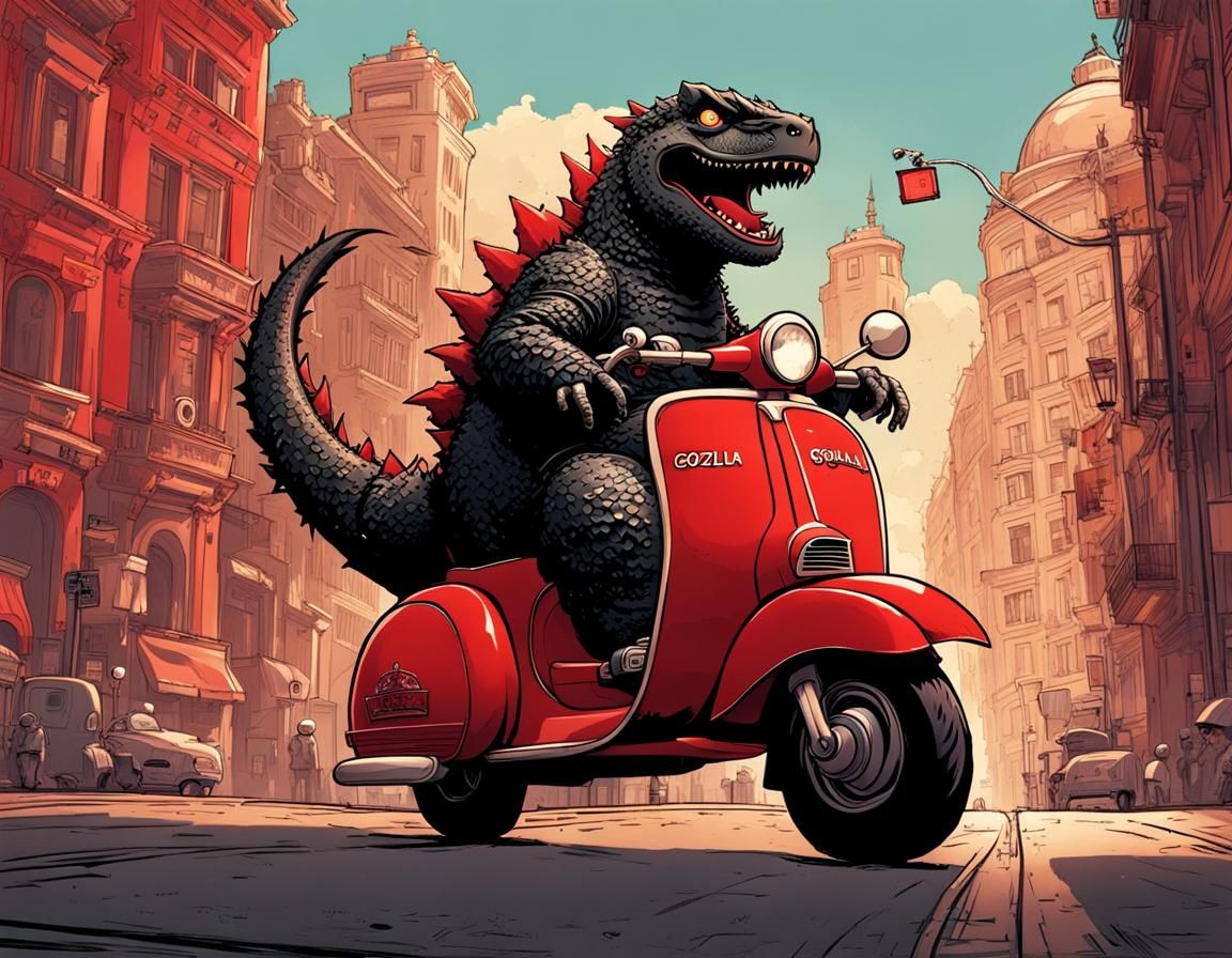 Godzilla’s Vespa Road Rage