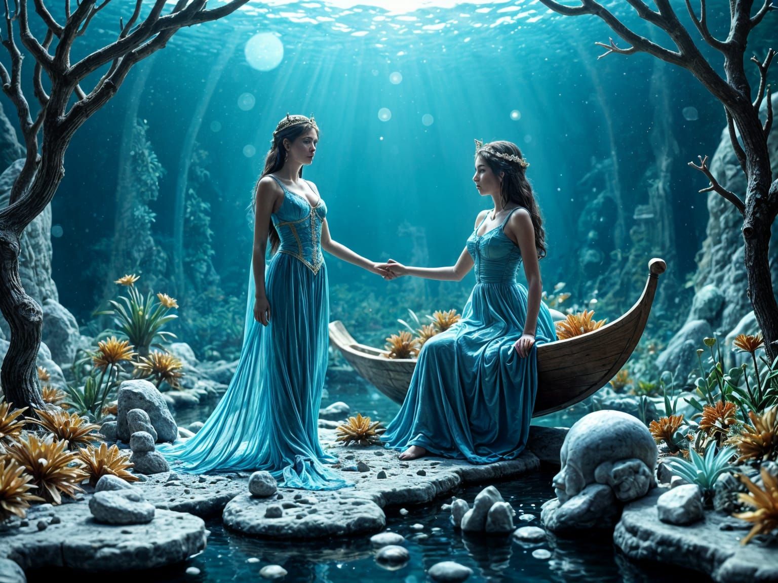 Atlantide's Enchanted Princess in a Golden City Gondola