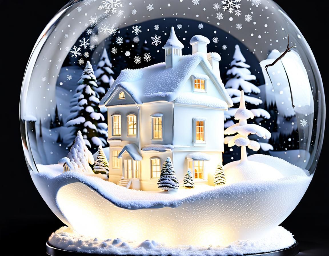 White House in Winter Snow Globe