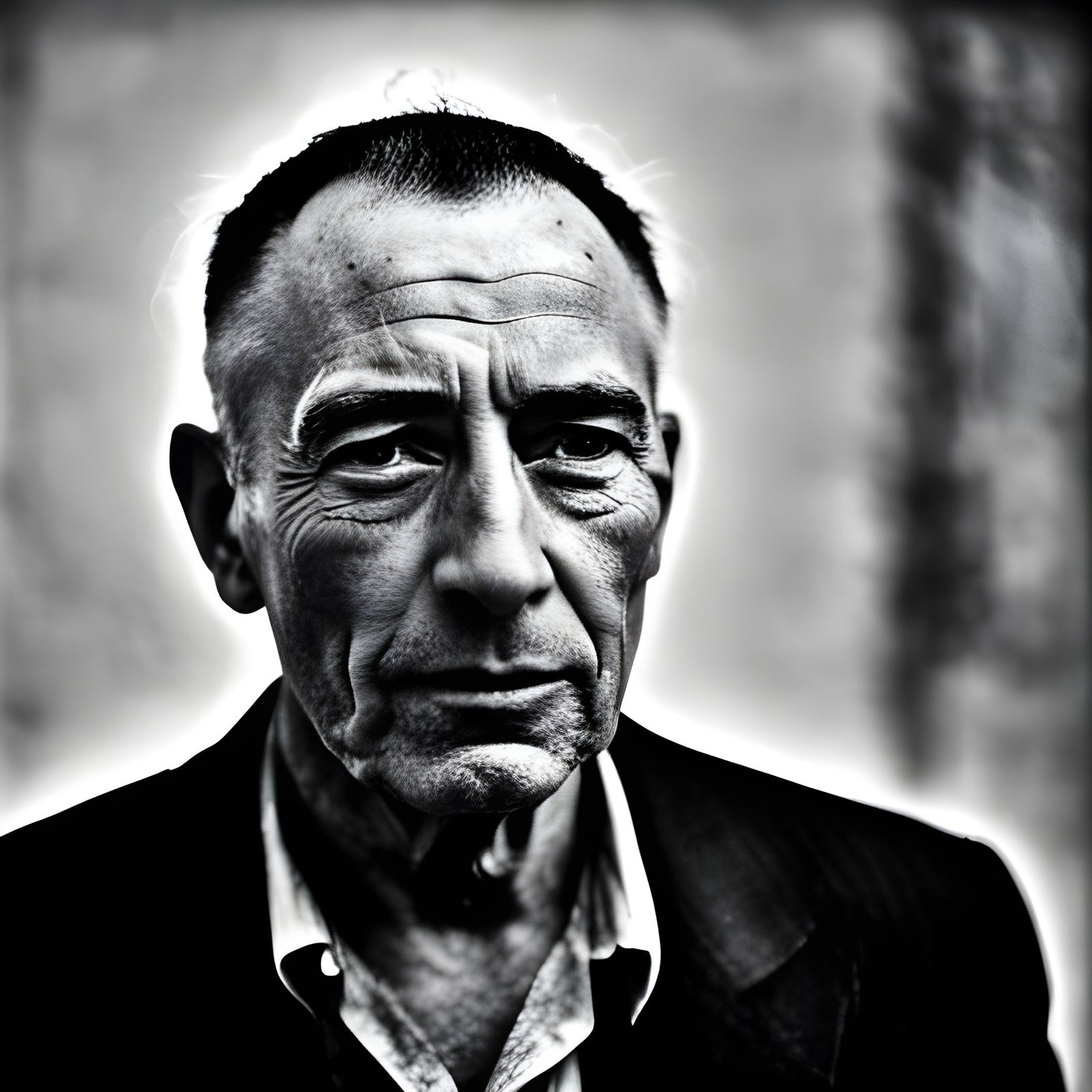 Dramatic Portrait with Atomic Cloud Backdrop