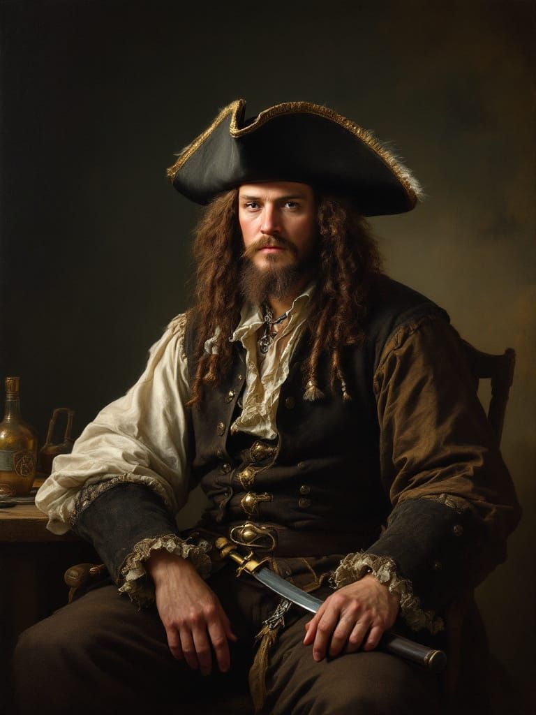 Blackbeard Portrait in Golden Hour Luminosity