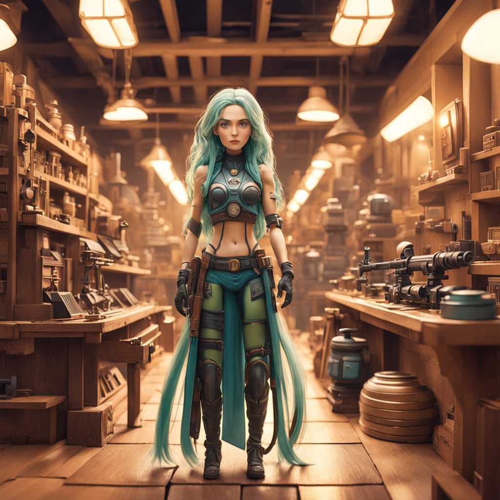 Wes Anderson-Inspired Futuristic Femme Fatale in Miniature M...