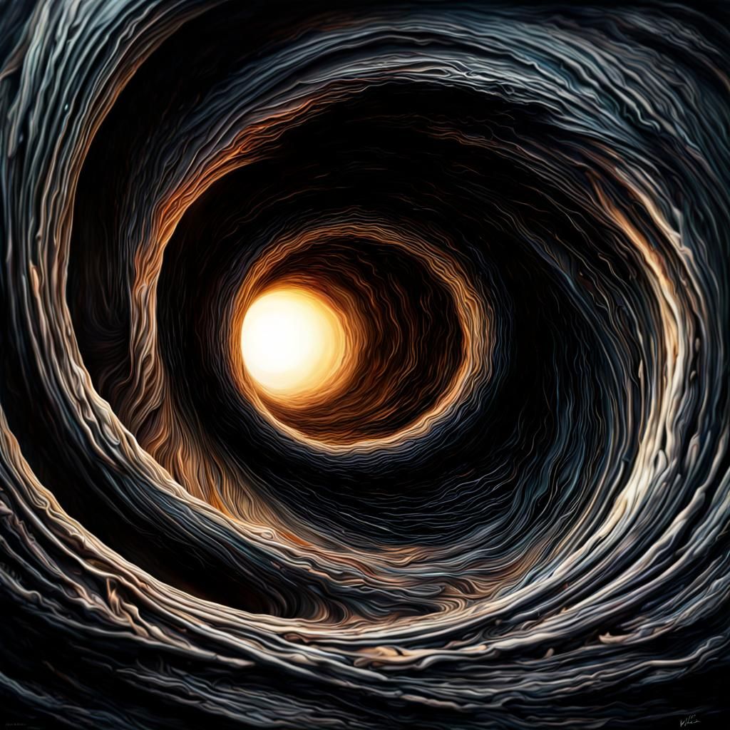 Hyperrealistic Surrealist Painting of an Imaginary Black Hol...