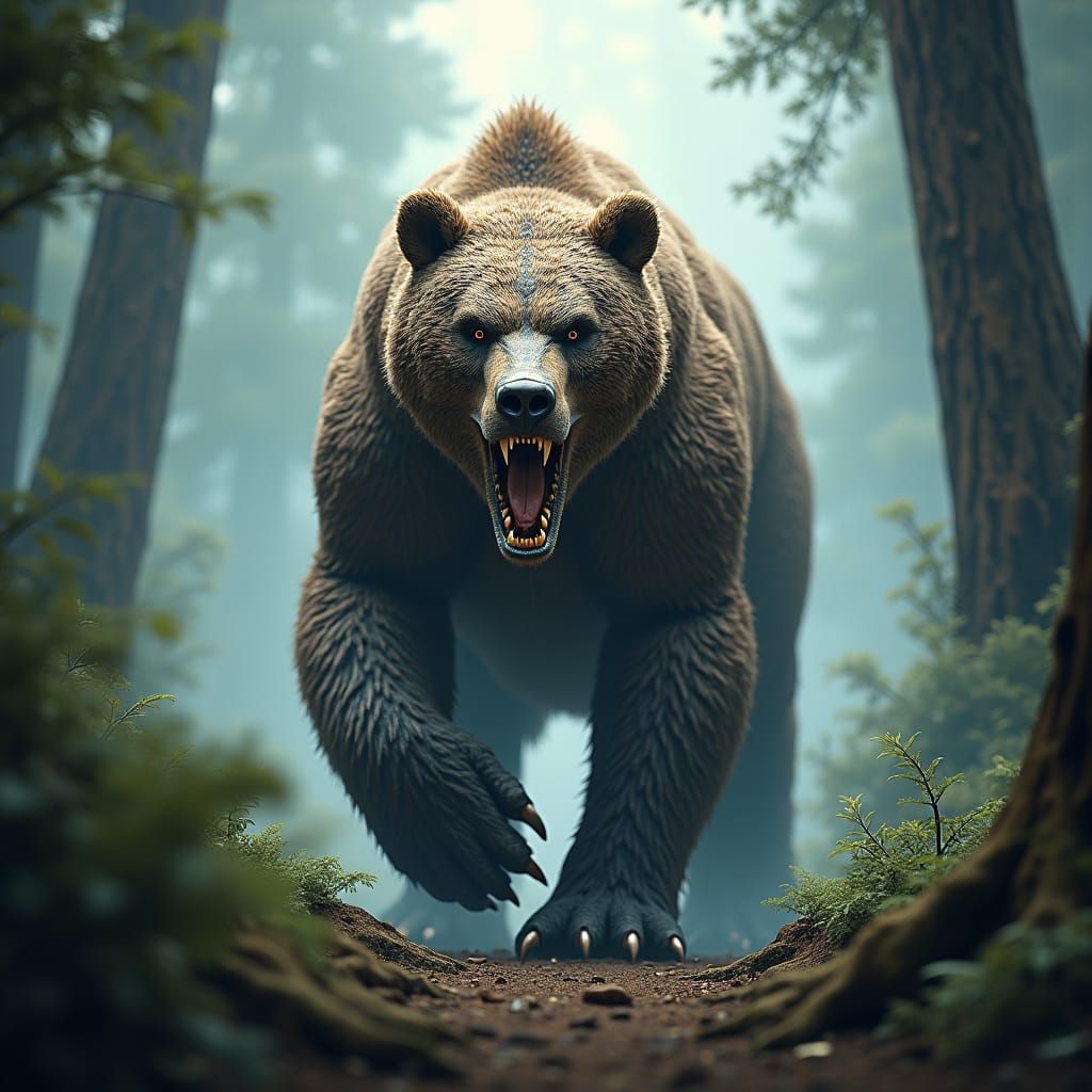 Ursinosaur: A Majestic Hybrid in Primeval Forest