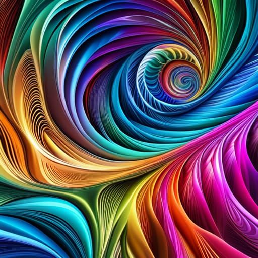 Rainbow Bubbles and Swirls Abstract Fractal Pattern