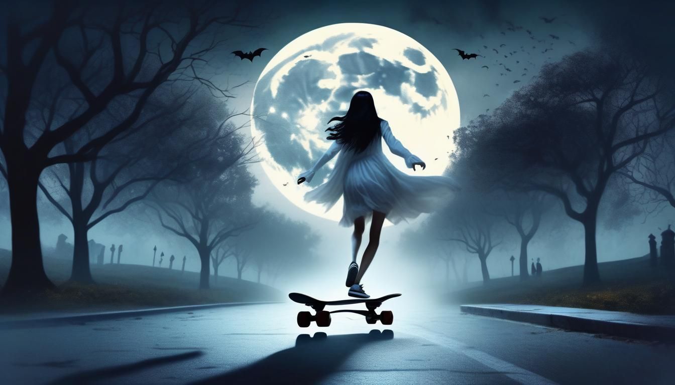 Vampire Skateboard Chase in Foggy Park