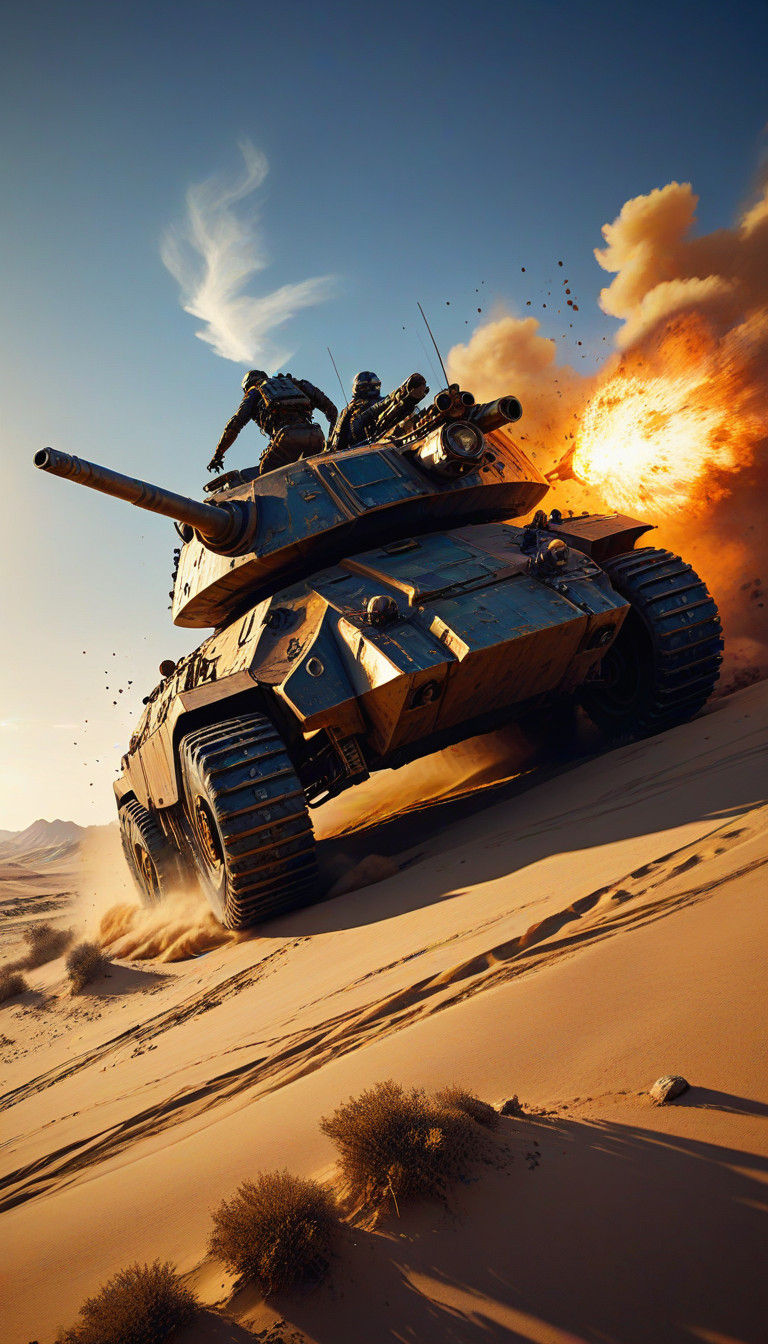 Dystopian Desert Warzone in Cyberpunk Style