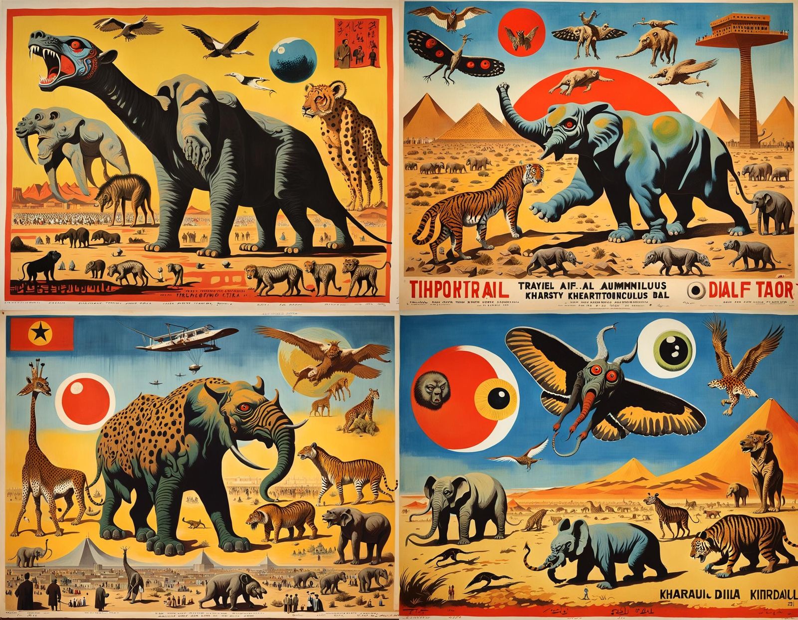 Surreal Sudanese Travel Poster in Vintage Style