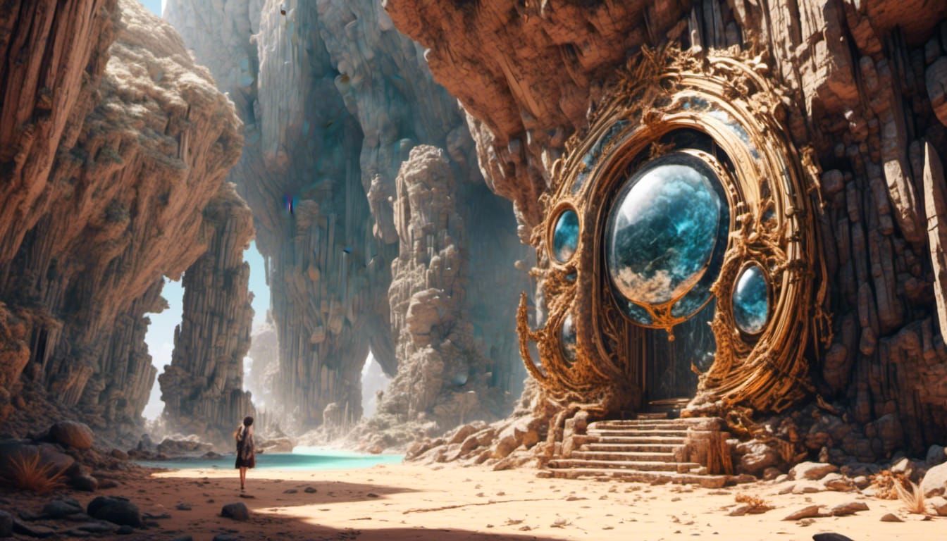 Crystal Clear Ring Portals to Desert Worlds