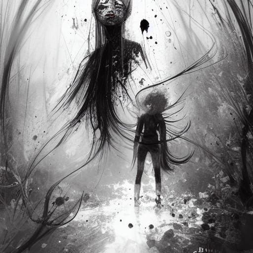 Terrifying Damballa Portrait in Black and White