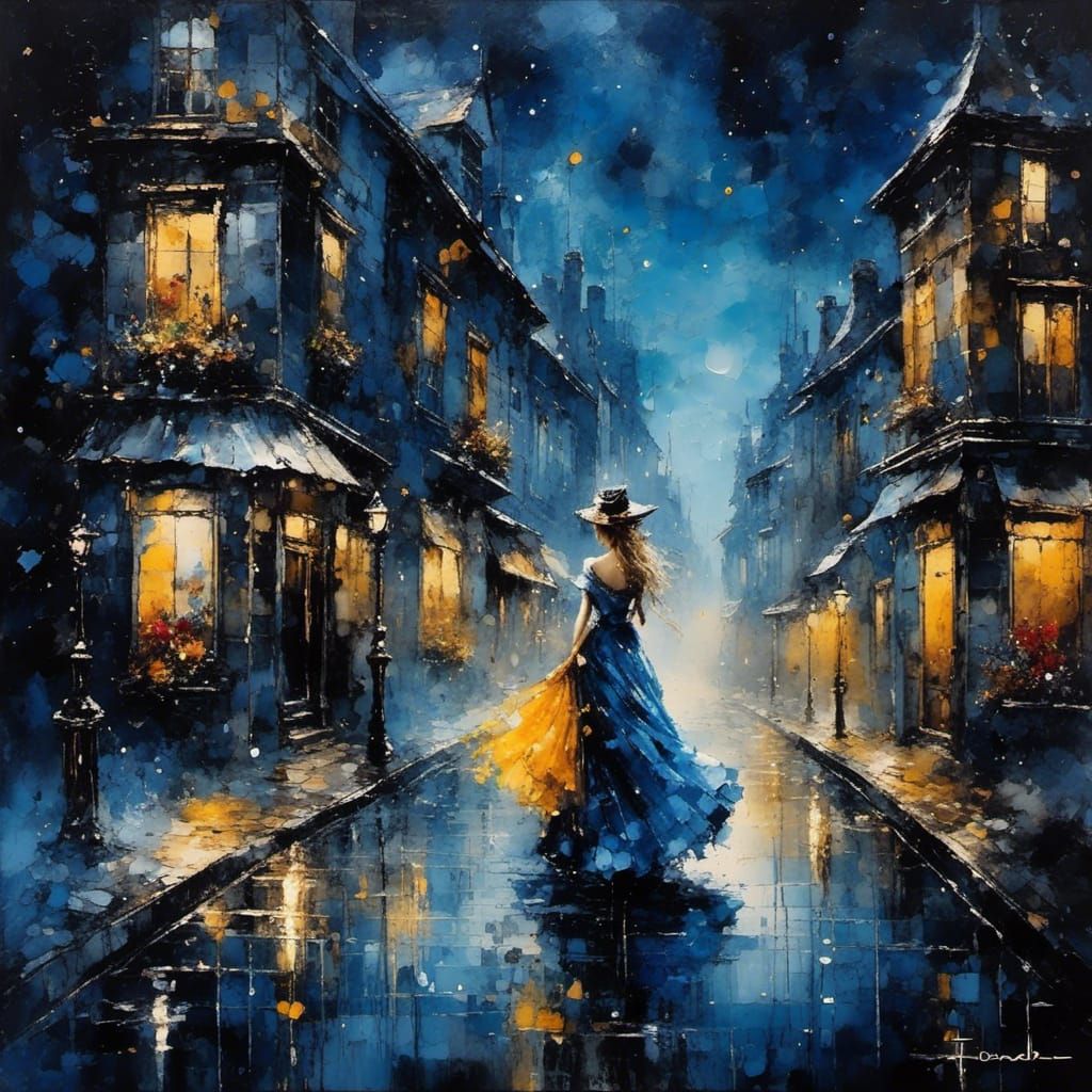 Spirits Dancing in the Night, Oil Painting Style