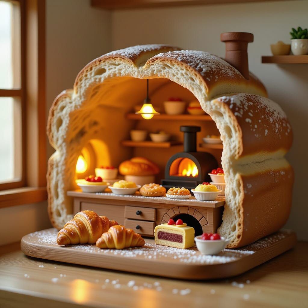 Miniature Bakery Inside Bread Loaf: Stop-Motion Style
