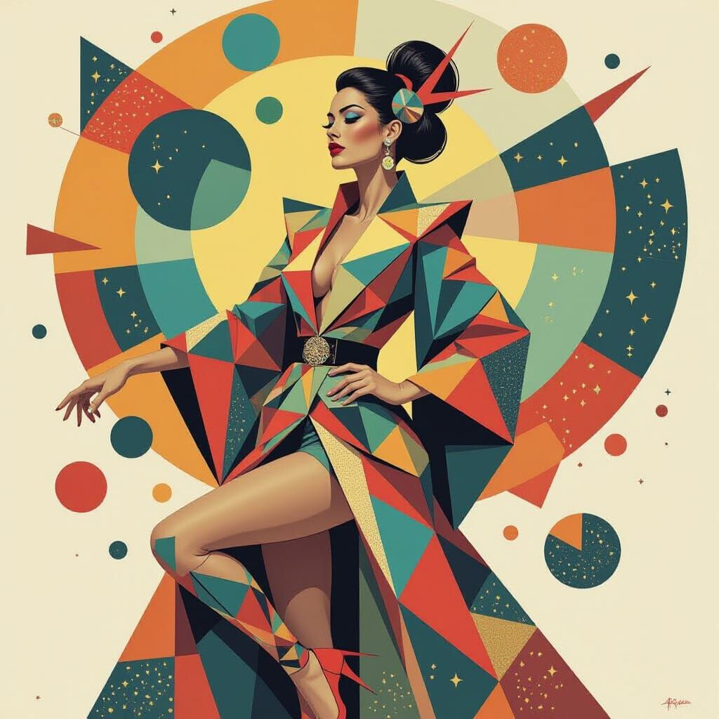 Geometric Attire in Dystopian Futurism Style