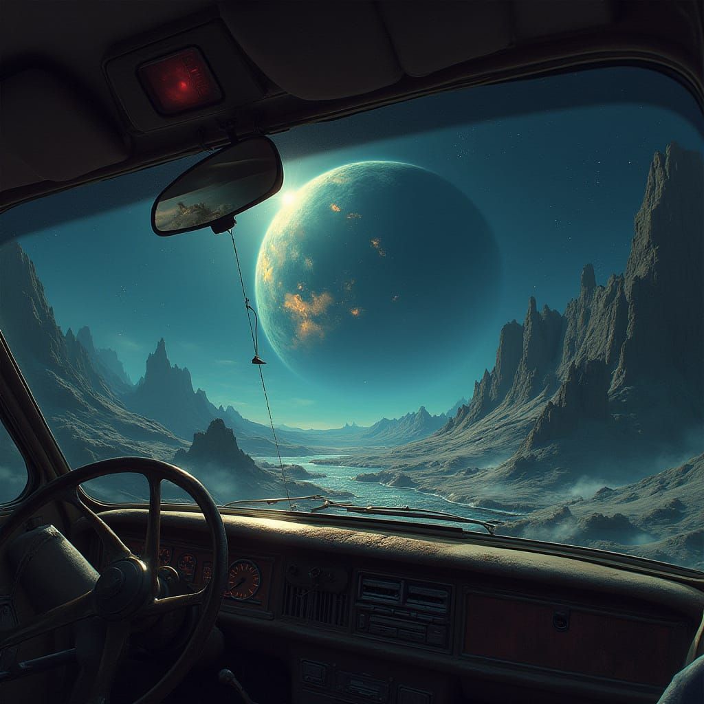 Apocalyptic Collision in a Futuristic Car