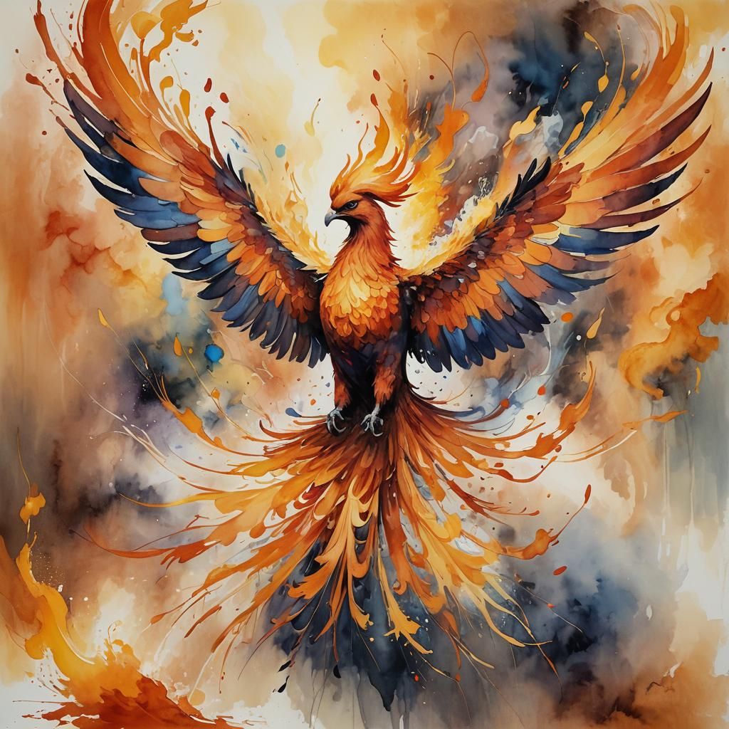 Phoenix Rising: Expressive Watercolor Painting