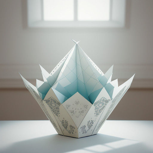 Paper Spaceship in a Spacious Room with Pastel Lighting