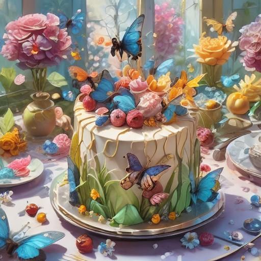 Ladybug Cake: 3D Anime Art in Pastel Hues
