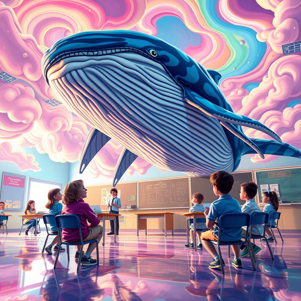 Whale Teaches High School Class in Candyland Dreamscape