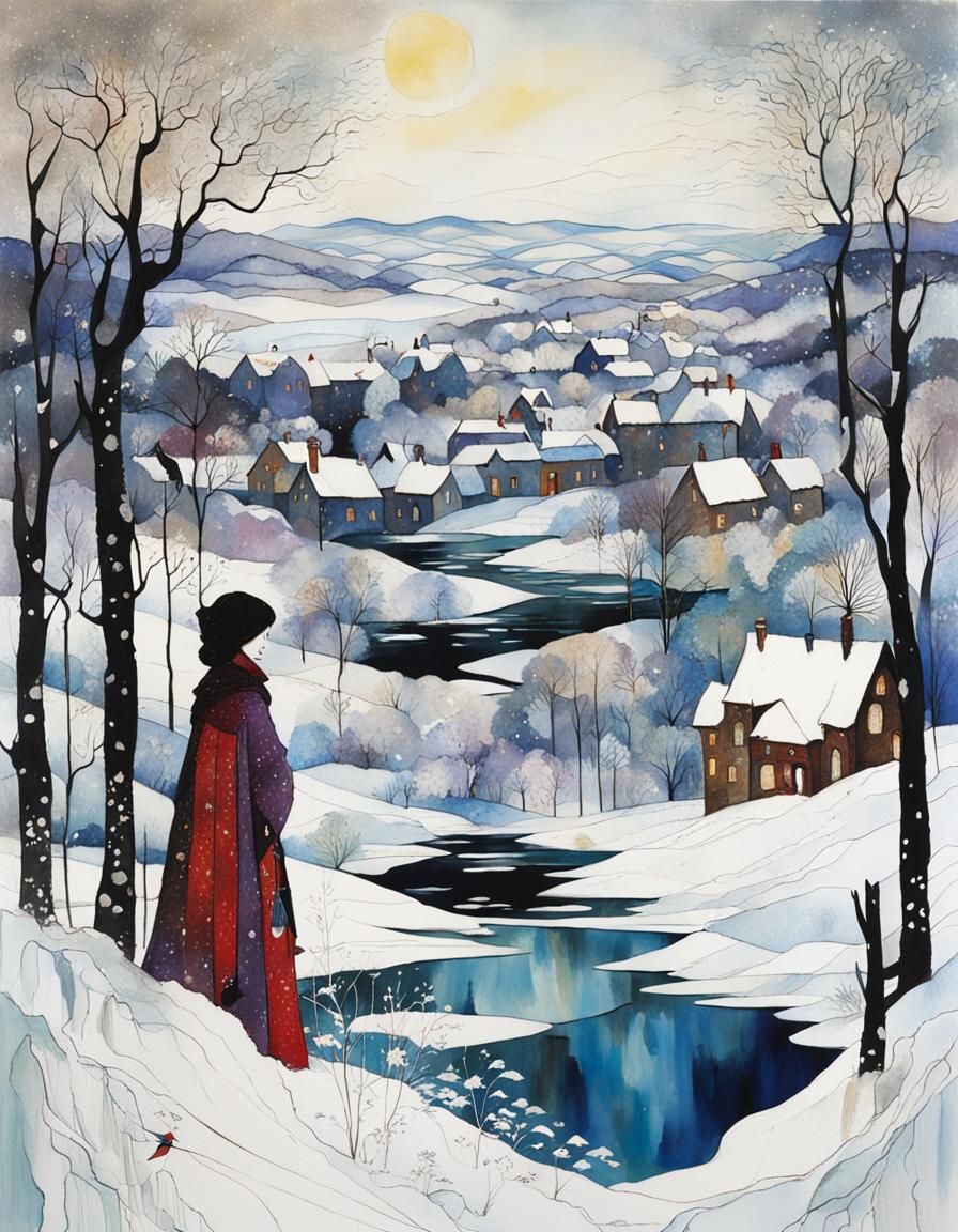 Surreal Winter Landscape Illustration