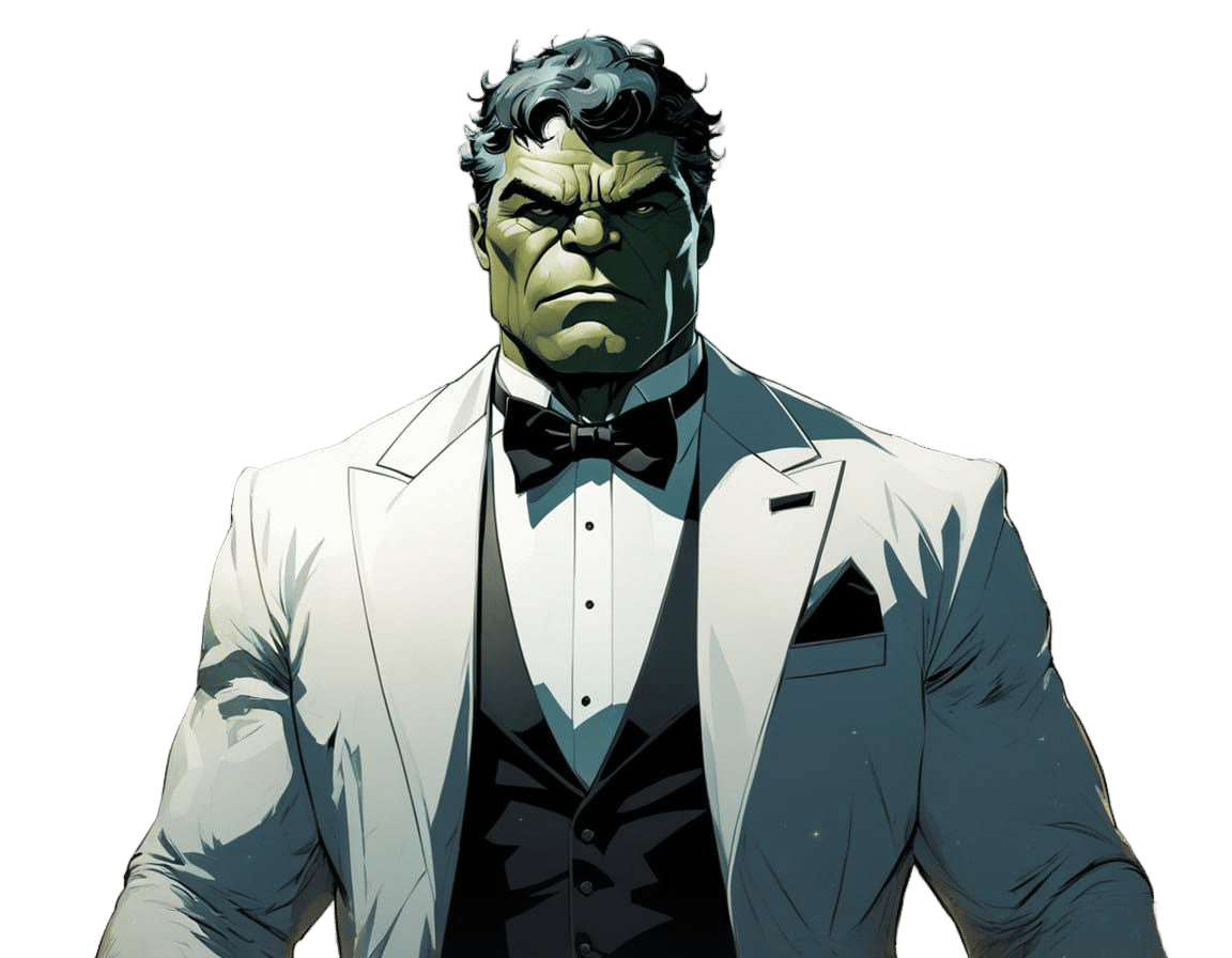Grey Hulk in Elegant Tuxedo Attire