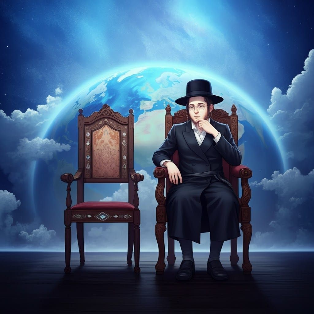Ultra-Orthodox Man Contemplates Earth in Anime Style