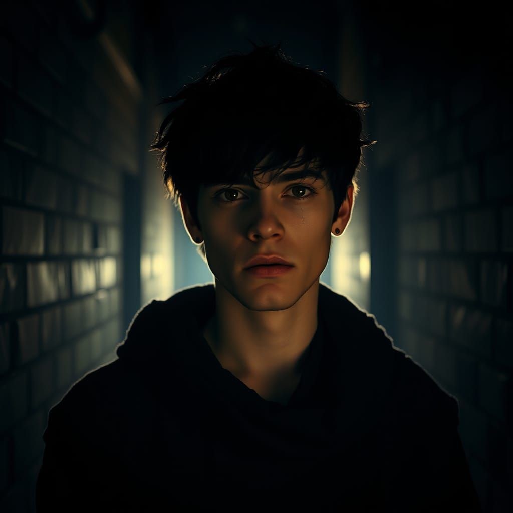 Dramatic Portrait in Dark Alleyway: Cinematic Lighting