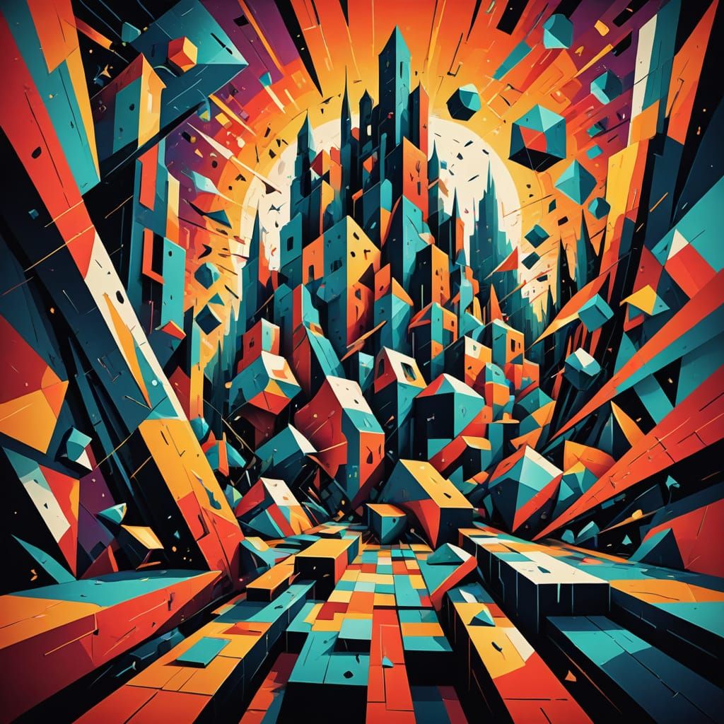 Cubist Dreamscape Unveils Hidden Realms of Surreal Creatures