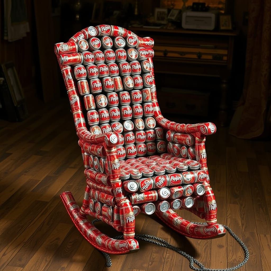 Rocking Chair Made of Dr. Pepper Cans