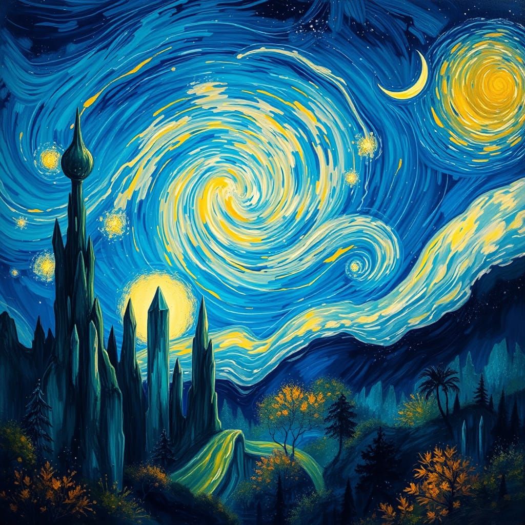 Celestial Vortex in Turquoise and Gold