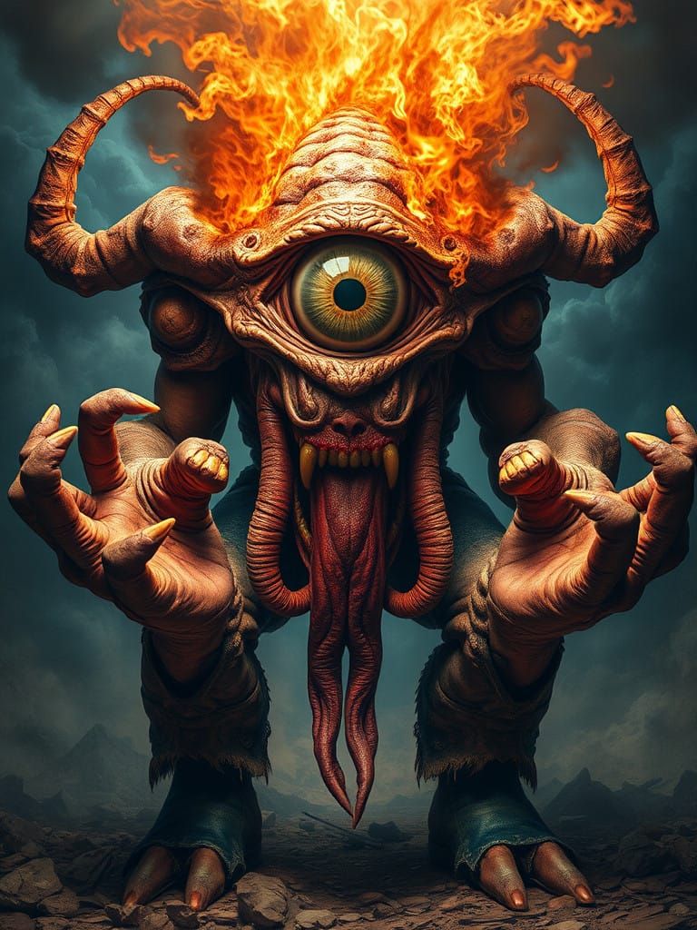 Cyclopean Warrior in Apocalyptic Surrealism