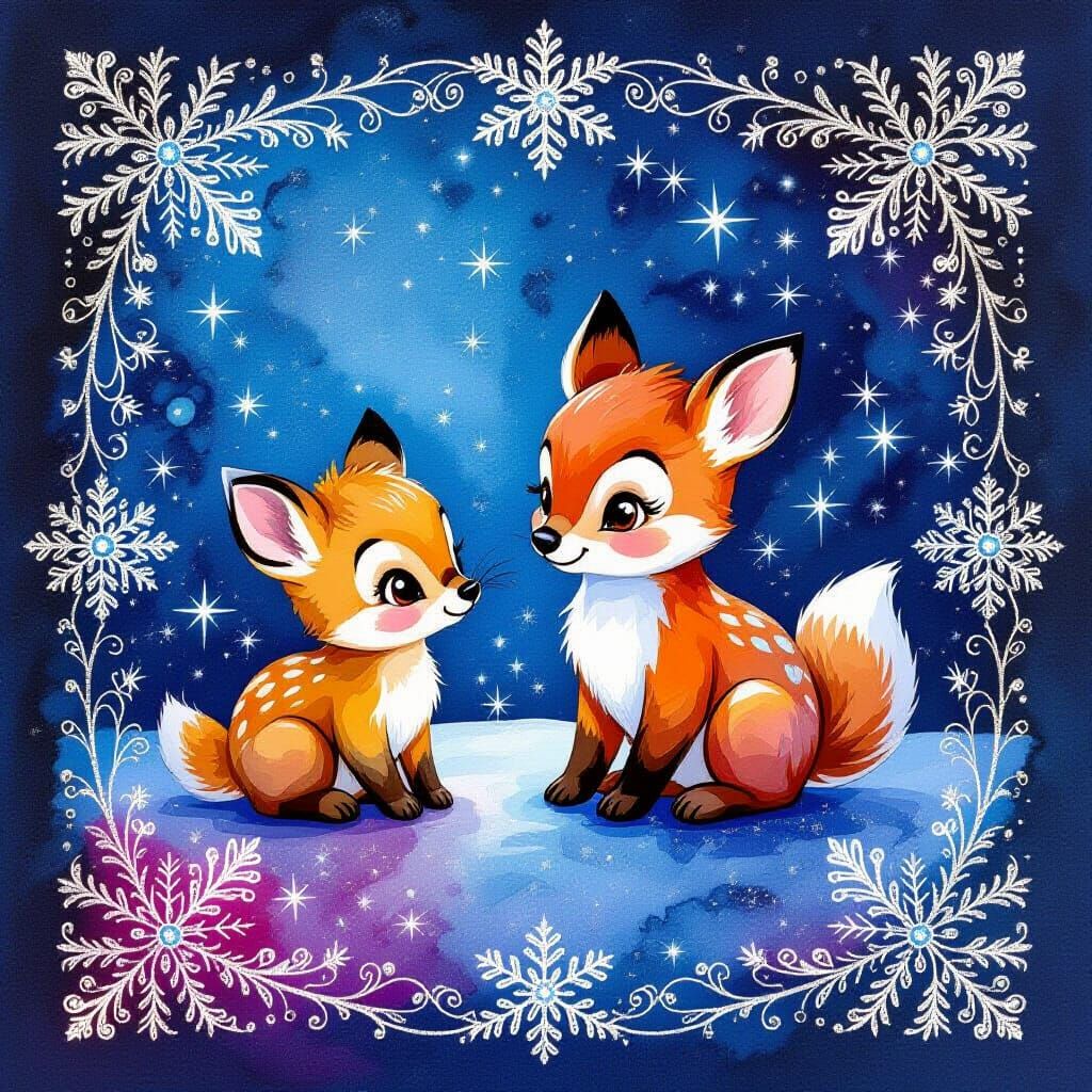 Baby Forest Animals Party Alcohol Ink Painting