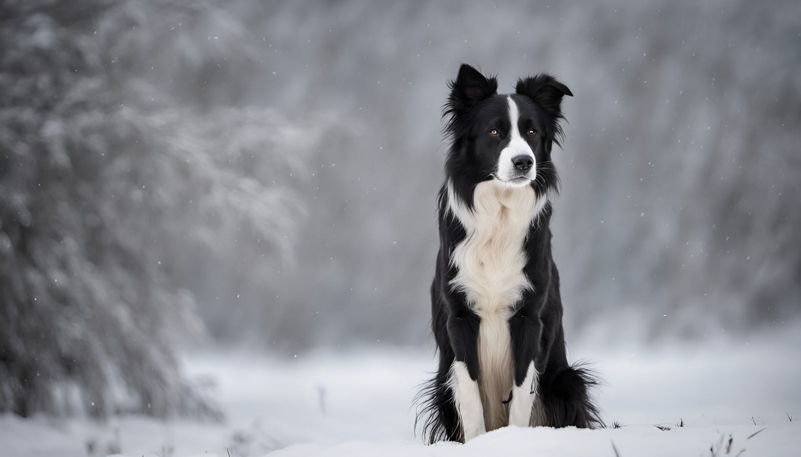 Border Collie in Winter Scene