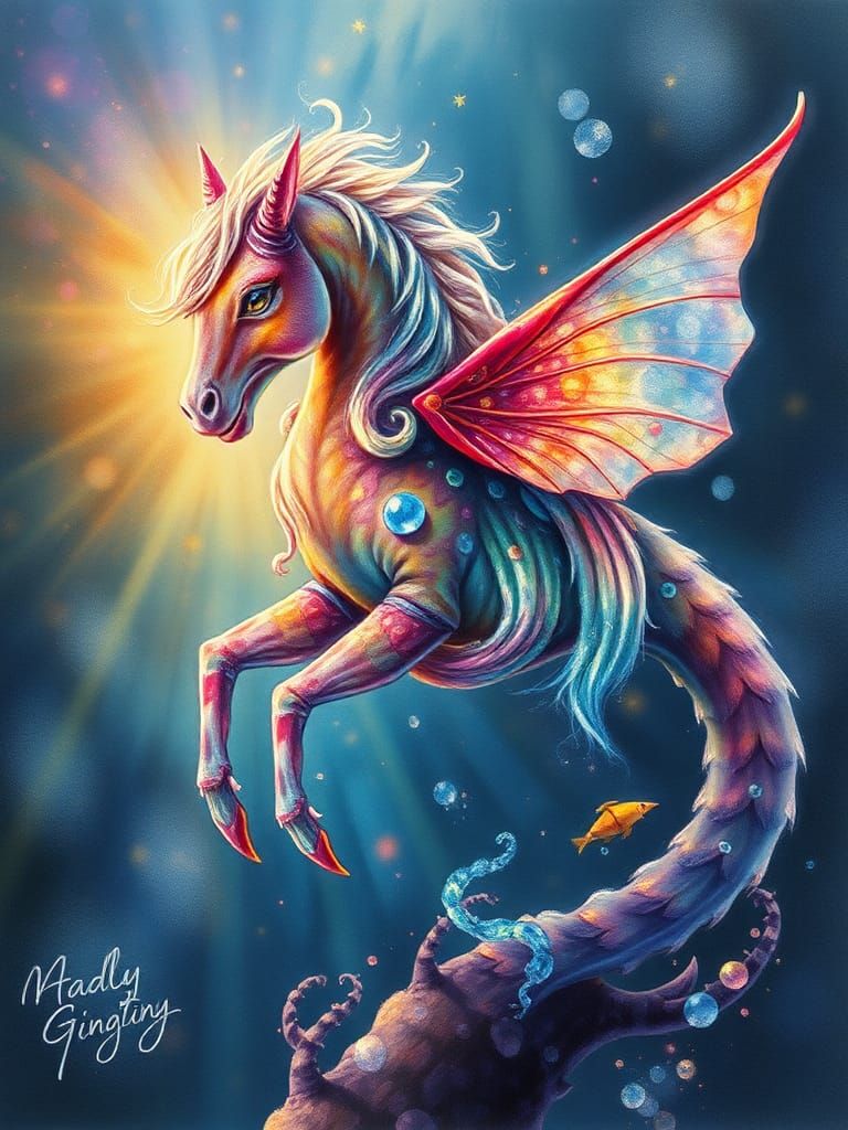 Seahorse Fairy Hybrid in Vibrant Fantasy Art Style