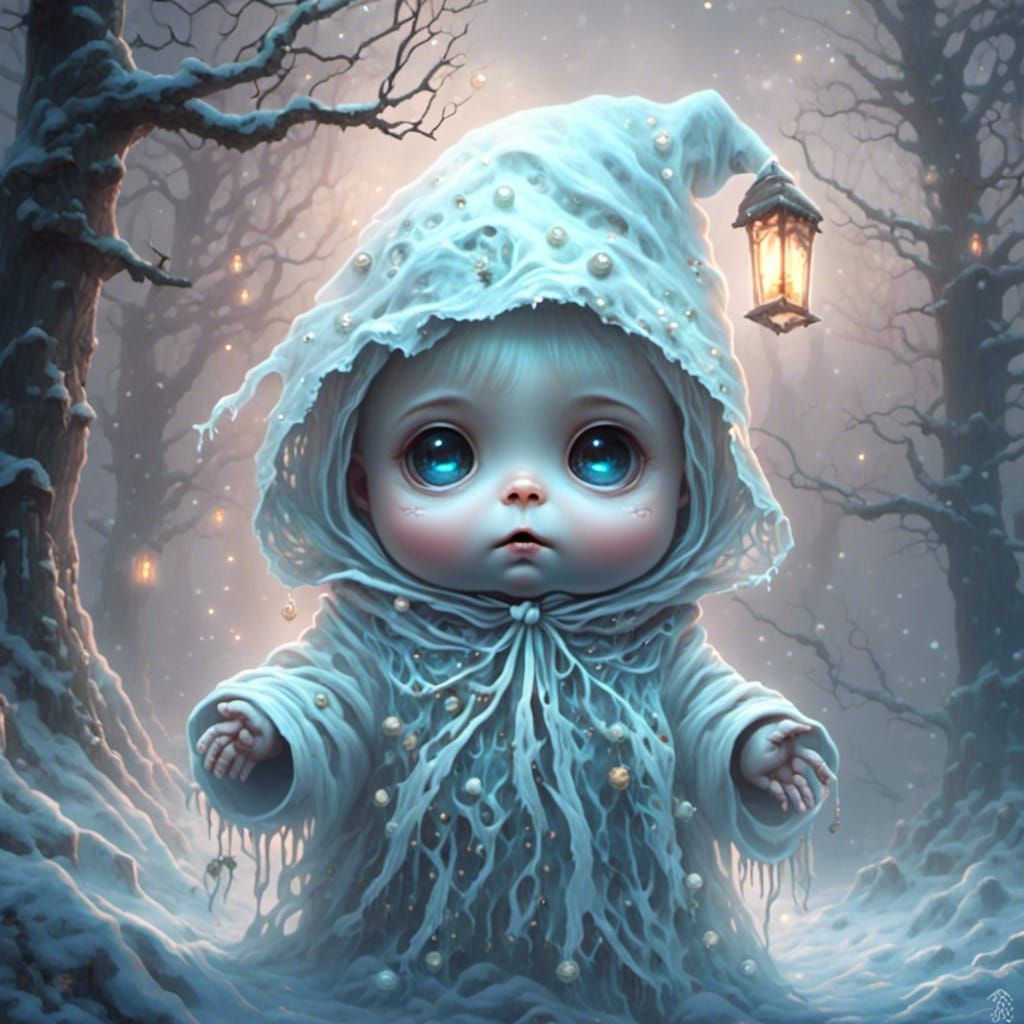 Adorable Chibi Christmas Ghost in 3D