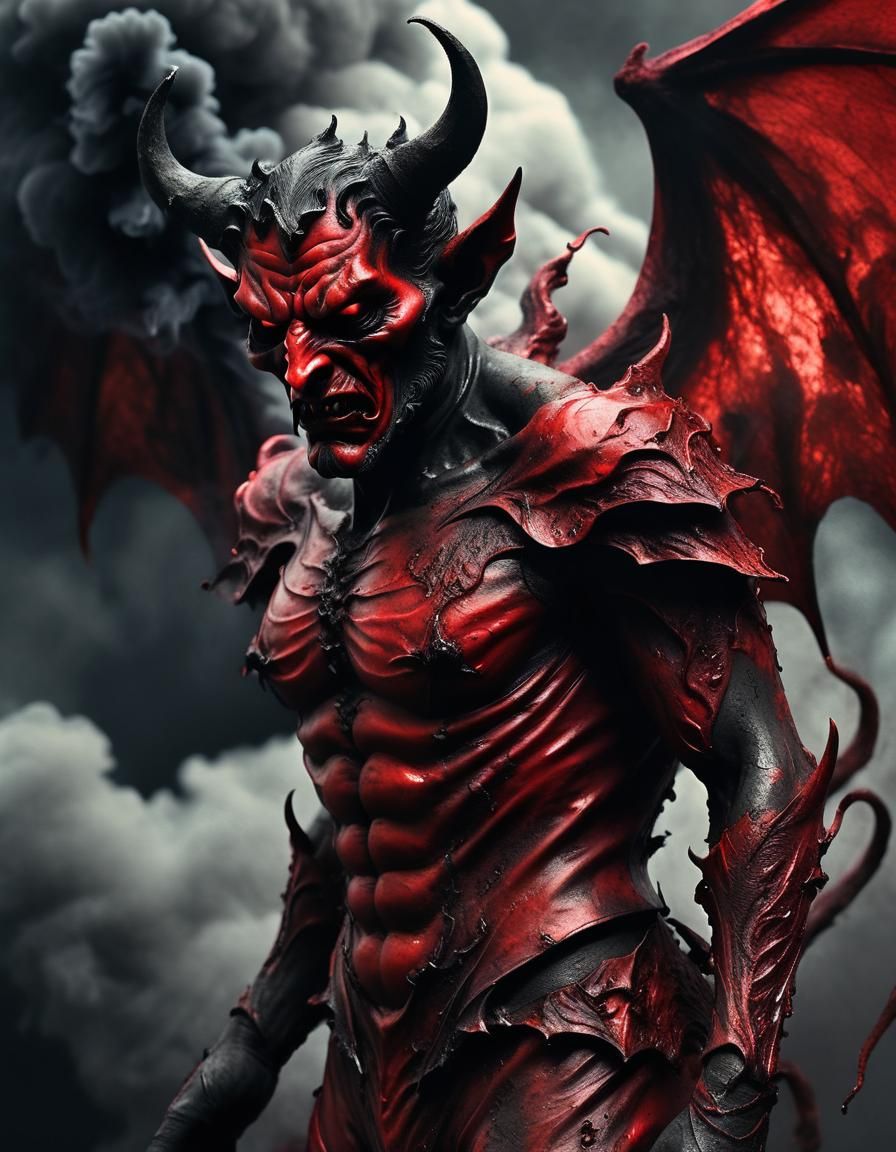 "I am the devil, Scowl faced; Impurities underneath,(evil:1.2) horrendous Blood red suited (Vile:1.5)." By Bernie Wright...