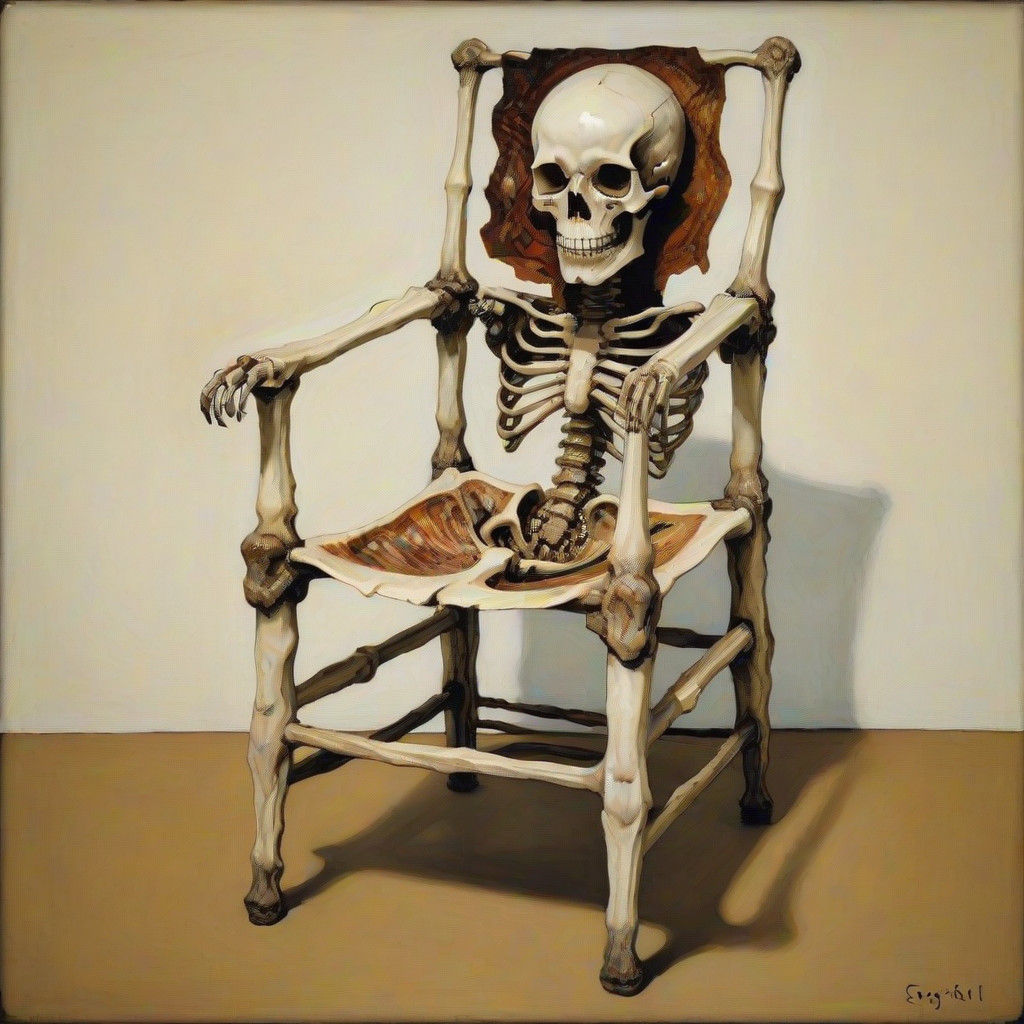 Surreal Chair Made from Human Remains in Neo-Primitivist Sty...